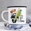Auf dem Bild ist das Produkt: Personalisierte Emaille Kindertasse Panda Einschulungsgeschenk mit Wunschname zum Preis von €18.9 abgebildet.