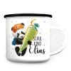 Auf dem Bild ist das Produkt: Personalisierte Emaille Kindertasse Panda Einschulungsgeschenk mit Wunschname zum Preis von €18.9 abgebildet.