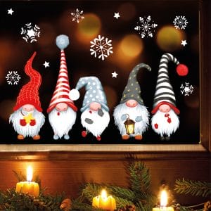 Auf dem Bild ist das Produkt: Fensterbild Weihnachten Winter 5 Zwerge Wichtel und Schneeflocken Fensteraufkleber zum Preis von €13.9 abgebildet.