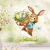 Auf dem Bild ist das Produkt: Wiederverwendbares Fensterbild Frühling Ostern Hase mit Eiern im Korb, Fensterdeko Kinderzimmer Kind, Frühlingsdeko, Osterdeko zum Preis von €13.90 abgebildet.