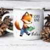 Auf dem Bild ist das Produkt: Kindertasse Emaille Becher Fuchs Schulkind Einschulung Geschenk Outdoorgeschirr Schulanfang zum Preis von €18.90 abgebildet.