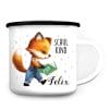Auf dem Bild ist das Produkt: Kindertasse Emaille Becher Fuchs Schulkind Einschulung Geschenk Outdoorgeschirr Schulanfang zum Preis von €18.90 abgebildet.