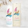 Auf dem Bild ist das Produkt: weiße Taufkerze Kerze zur Taufe oder Geburt Schiff Jesuskreuz Taufspruch mit Wunschname & Datum zum Preis von €5.9 abgebildet.