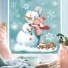 Auf dem Bild ist das Produkt: Fensterbild Weihnachten Winter Schneemann mit Mädchen und Schneeflocken Fensteraufkleber Weihnachtsdekoration Winterdekoration zum Preis von €13.90 abgebildet.