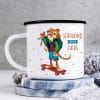 Auf dem Bild ist das Produkt: Kindertasse Emaille Leopard Skateboard personalisiert mit Wunschnamen Einschulungsgeschenk 300 ml weiß zum Preis von €18.9 abgebildet.
