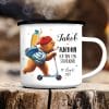 Auf dem Bild ist das Produkt: Kindertasse Emaille Becher Bär Roller Schulkind Einschulung Geschenk Schulanfang zum Preis von €18.9 abgebildet.