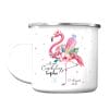 Auf dem Bild ist das Produkt: Kindertasse Emaille Becher Flamingo personalisierbar Mädchen Schulkind Einschulung Geschenk Schulanfang zum Preis von €18.9 abgebildet.