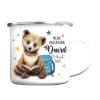 Auf dem Bild ist das Produkt: Kindertasse Emaille personalisierter Becher Bär Schulkind Einschulung Geschenk Schulanfang zum Preis von €18.9 abgebildet.