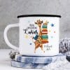 Auf dem Bild ist das Produkt: Personalisierte Emaille Kindertasse Giraffe Maus Motiv Geschenk zum Schulanfang zum Preis von €18.90 abgebildet.