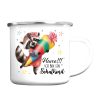 Auf dem Bild ist das Produkt: Kindertasse Emaille Becher Waschbär Einschulung Geschenk Schulanfang Schultüte zum Preis von €18.90 abgebildet.