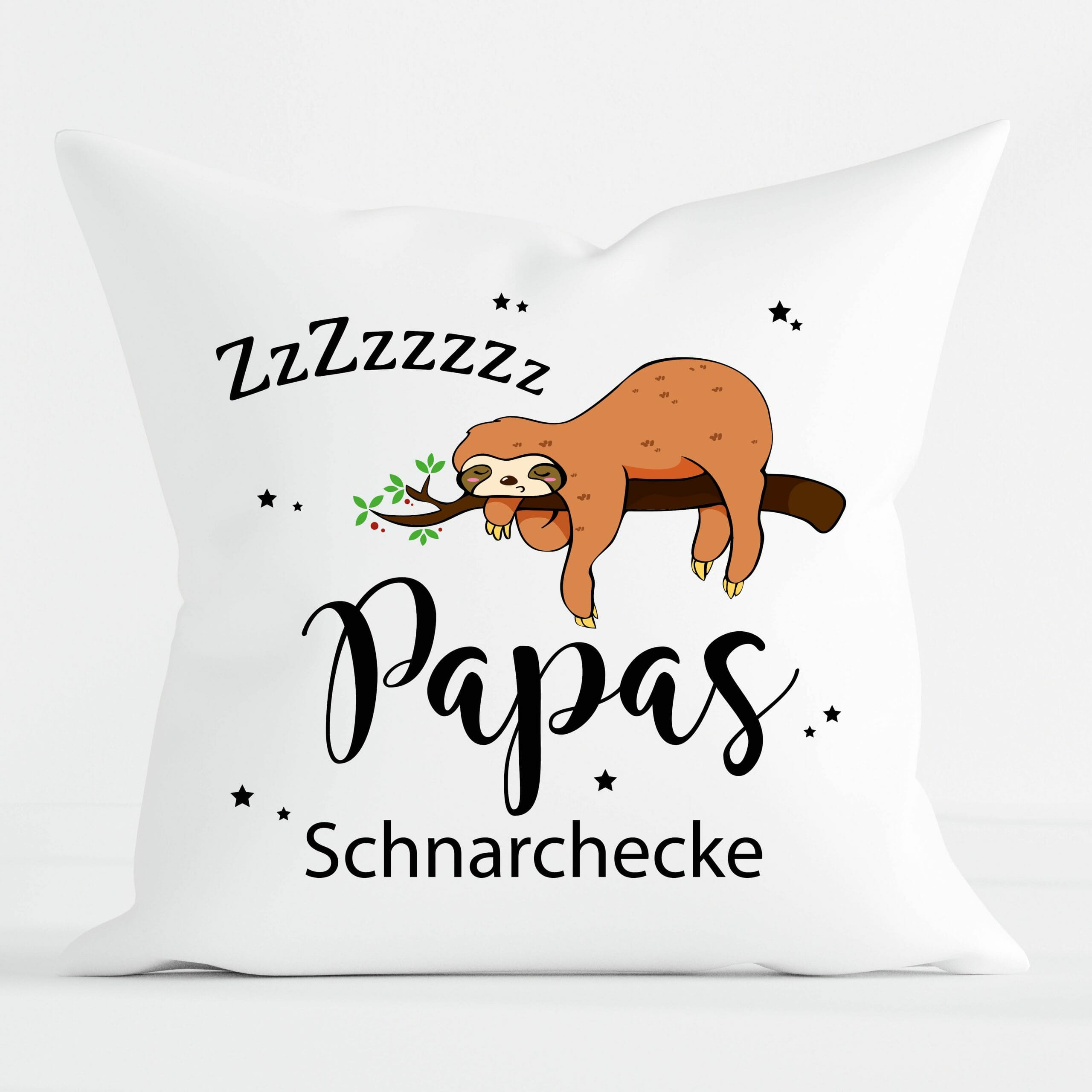 Deko Kissen Faultier Papas Schnarchecke Geschenk Polyester Vatertag