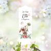 Auf dem Bild ist das Produkt: Taufkerze bedruckt Hase Pusteblume Junge Mädchen personalisiert mit Namen Datum Taufspruch Geschenk Kerze zur Taufe zum Preis von €6.40 abgebildet.