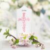 Auf dem Bild ist das Produkt: Taufkerze Junge/ Mädchen Baum Heiliges Kreuz rosa Blätter Kerze zur Taufe mit Namen, Datum und eigenem, vorgegebenem oder keinem Taufspruch zum Preis von €5.90 abgebildet.