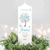 Auf dem Bild ist das Produkt: Taufkerze für Mädchen oder Junge Baum mit Blüten Taufspruch Personalisierung zum Preis von €5.90 abgebildet.