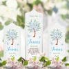 Auf dem Bild ist das Produkt: Taufkerze für Mädchen oder Junge Baum mit Blüten Taufspruch Personalisierung zum Preis von €5.90 abgebildet.