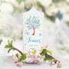 Auf dem Bild ist das Produkt: Taufkerze für Mädchen oder Junge Baum mit Blüten Taufspruch Personalisierung zum Preis von €5.90 abgebildet.