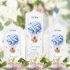 Auf dem Bild ist das Produkt: Taufkerze Heißluftballon Blumen Junge Mädchen Waschbär Hase rosa blau bedruckt mit Namen Datum und Taufspruch oder ohne zum Preis von €5.90 abgebildet.