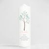 Auf dem Bild ist das Produkt: Taufkerze Junge Mädchen Baum Lebensbaum pastell bedruckt mit Namen, Datum und auf Wunsch eigenem, vorgegebenem oder keinem Taufspruch zum Preis von €5.90 abgebildet.