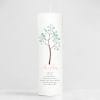 Auf dem Bild ist das Produkt: Taufkerze Junge Mädchen Baum Lebensbaum pastell bedruckt mit Namen, Datum und auf Wunsch eigenem, vorgegebenem oder keinem Taufspruch zum Preis von €5.90 abgebildet.