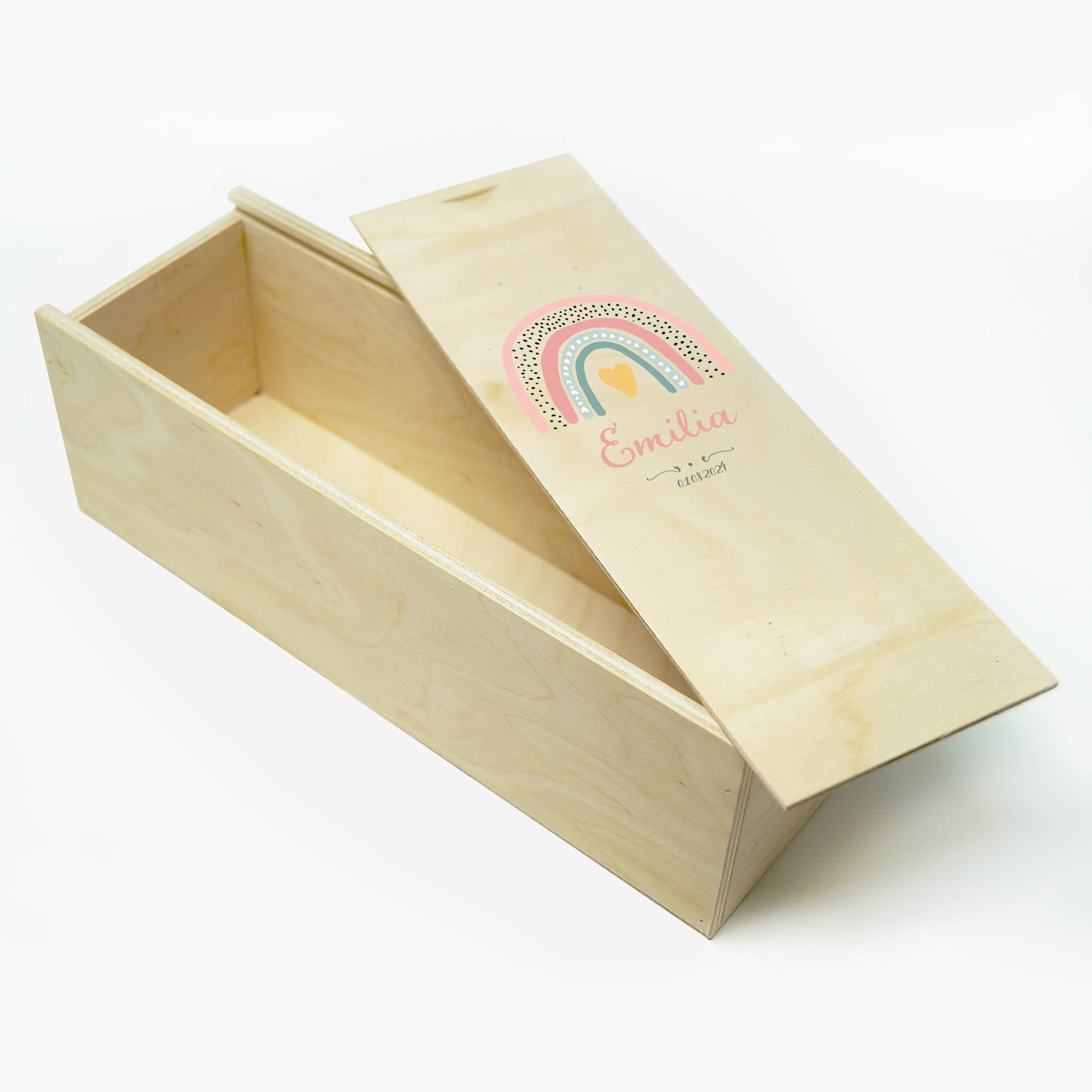Auf dem Bild ist das Produkt: Taufkerze Kerze zur Taufe oder Kommunion Regenbogen bunt Taufspruch mit Wunschname & Datum zum Preis von €5.9 abgebildet.
