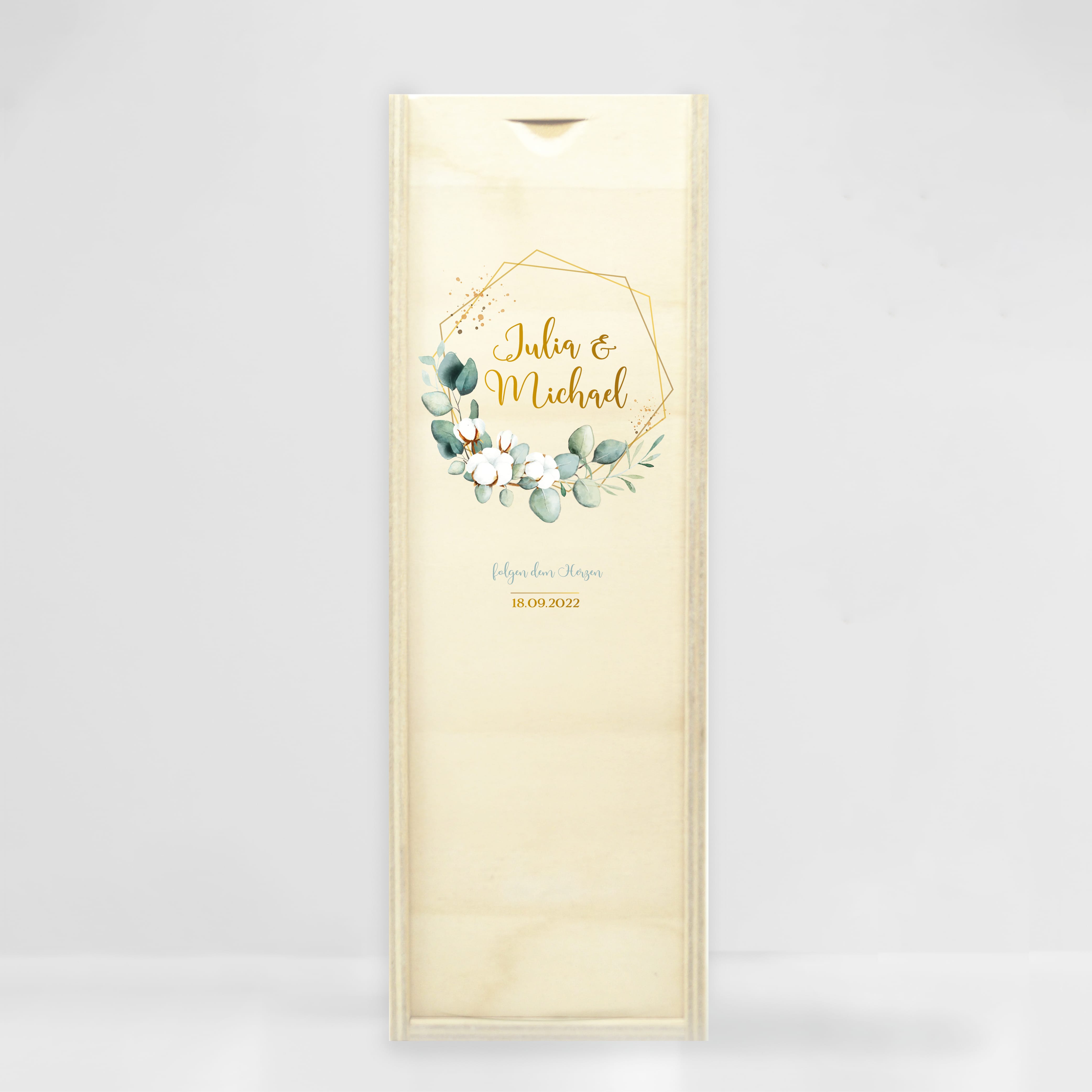 Auf dem Bild ist das Produkt: Weiße Hochzeitskerze Geburtstagskerze geometrischer Rahmen mit Eukalyptus personalisiert Hochzeitsgeschenk Spruch, Valentinstagsgeschenk zum Preis von €5.90 abgebildet.