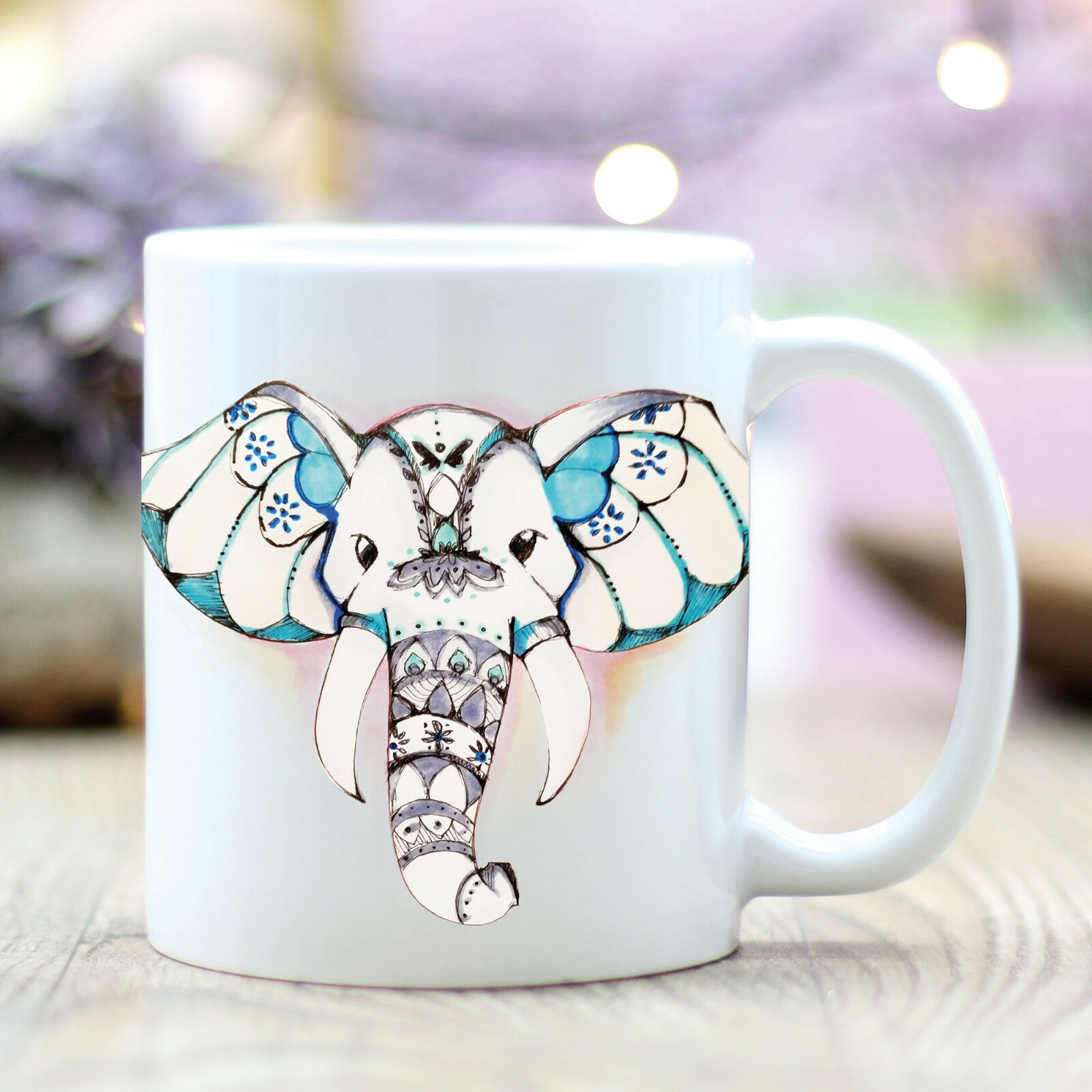 T170 Wandtattoo-Loft Kaffee Tasse Elefant Ganesha Hindu Elephant Gottheit Motiv