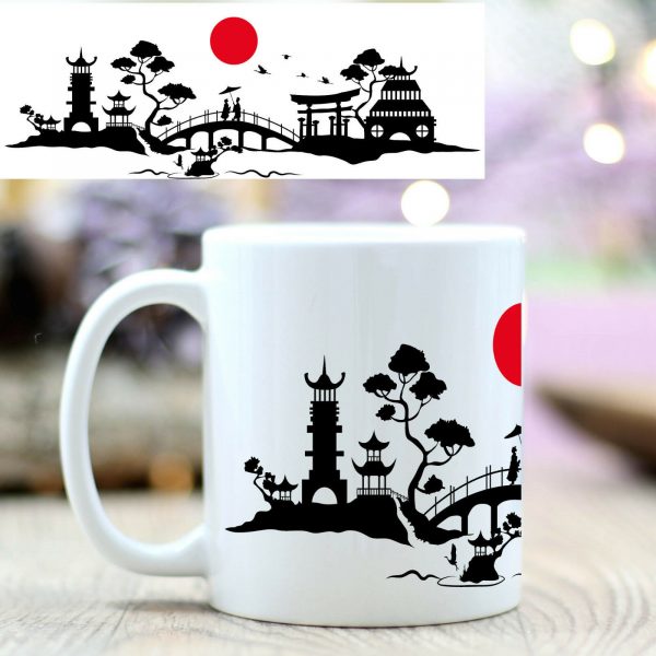Auf dem Bild ist das Produkt: T283 Wandtattoo Loft® Kaffee Tasse Skyline Japan Asien asia reisen travel zum Preis von €18.9 abgebildet.