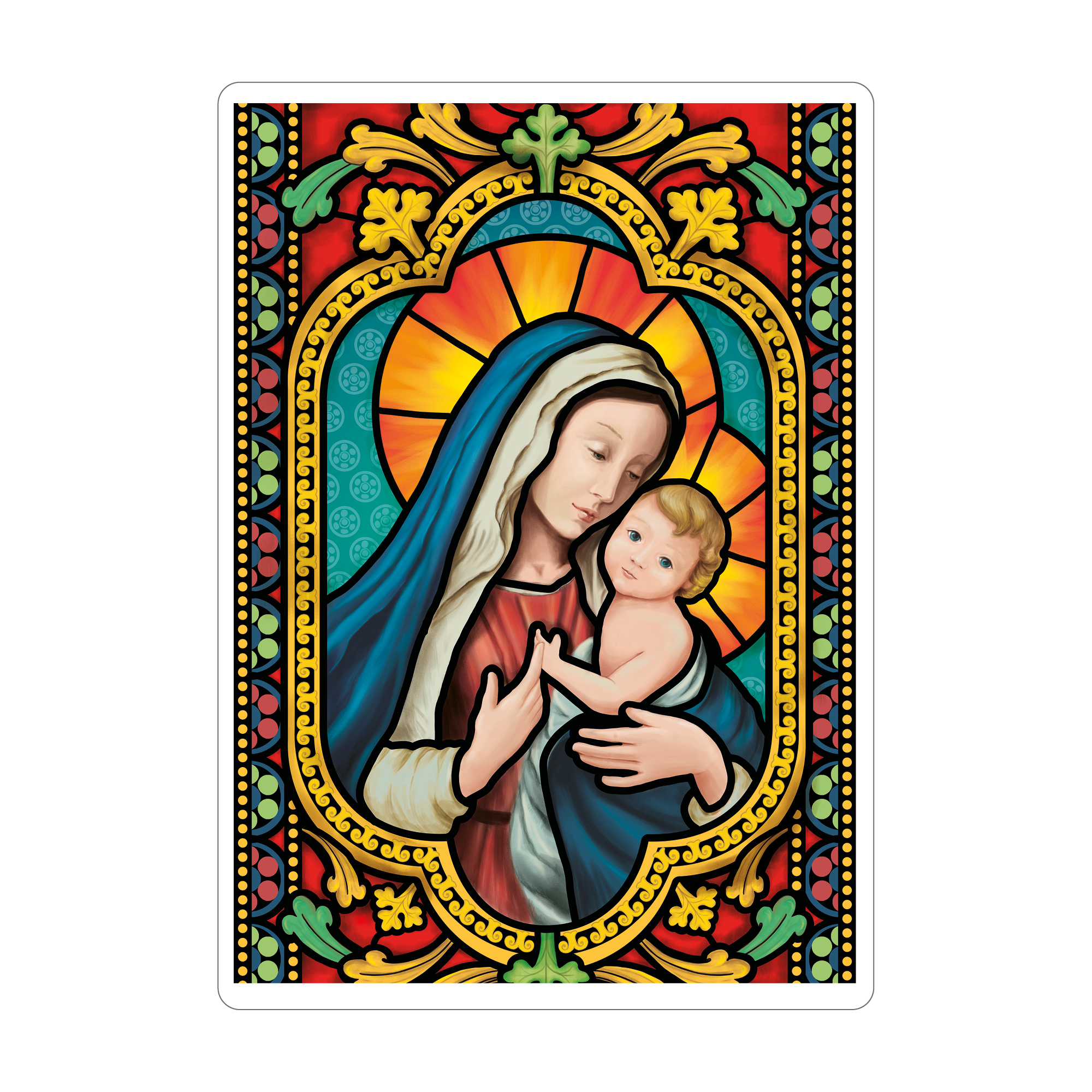 Fensterbild Weihnachten Jesus Maria Kirchenfenster Optik Mosaik Fensterfolie