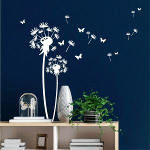 Auf dem Bild ist das Produkt: Wandtattoo Pusteblume Pollen Schmetterlinge Dekoration Aufkleber Dandelion zum Preis von €14.9 abgebildet.