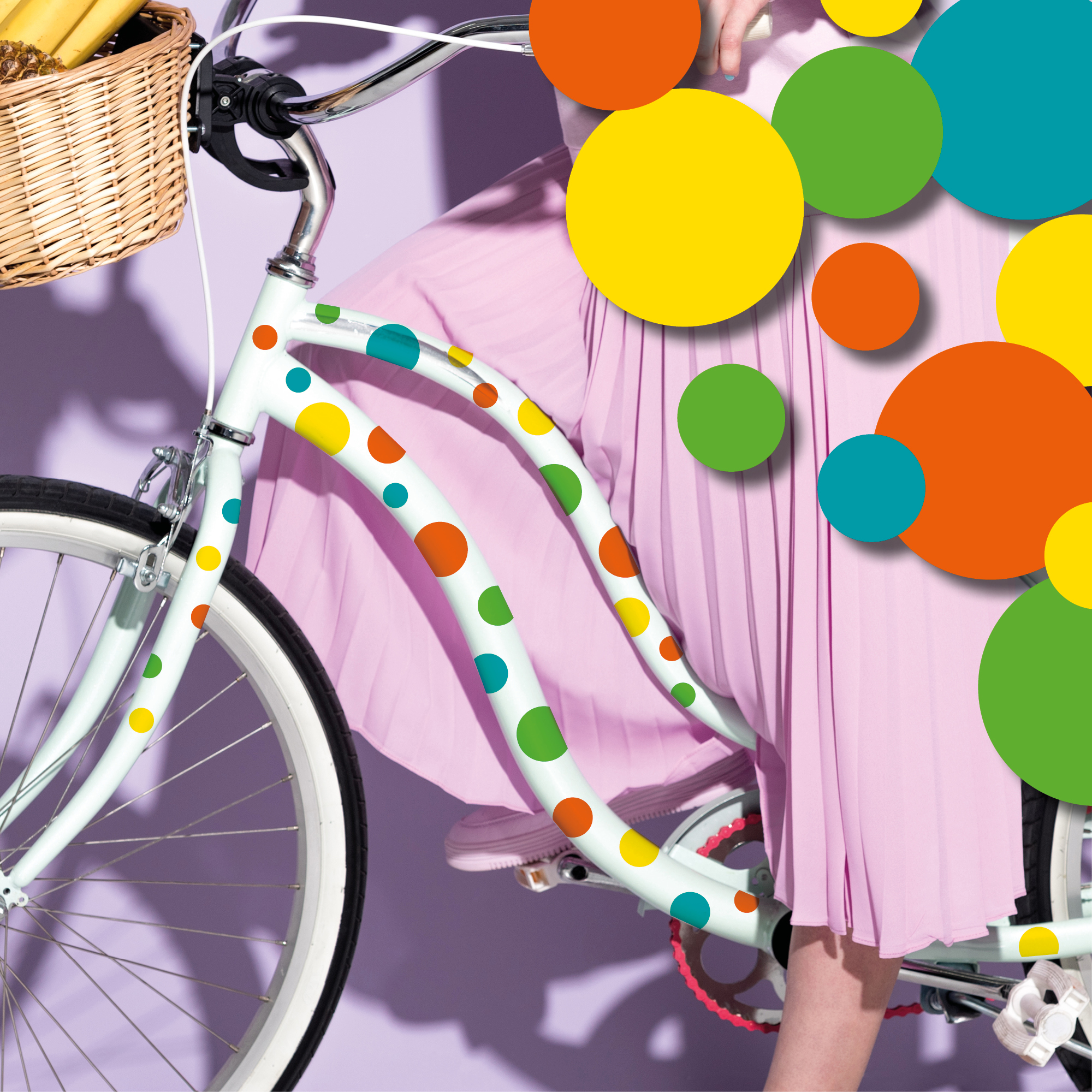 Fahrradaufkleber 42 Kreise Punkte Fahrrad Sticker Fahrraddesign Kinderfahrrad, Geschenk Geburtstag