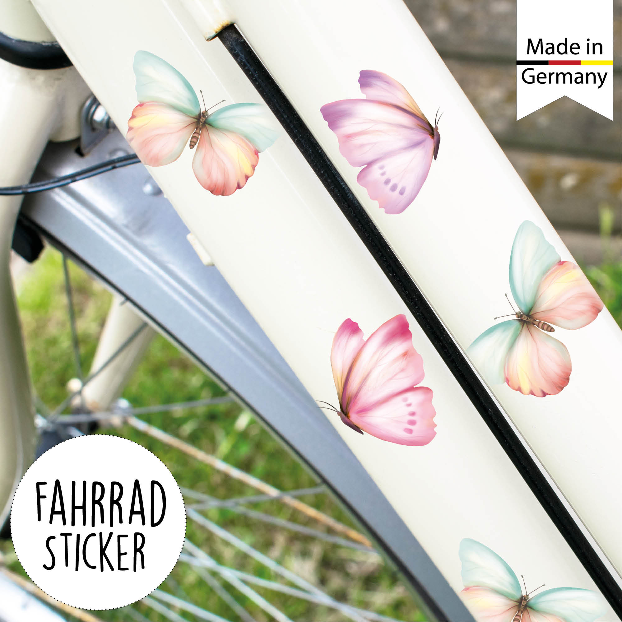 Fahrradaufkleber 32 Stk. Pastell Schmetterlinge Fahrrad Sticker  Fahrraddesign Kinderfahrrad