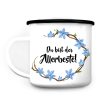 Auf dem Bild ist das Produkt: Campingbecher Emaille Nur die besten Väter werden zu Opas befördert… Du bist der Allerbeste Geschenk Vatertag Geburtstag zum Preis von €16.9 abgebildet.