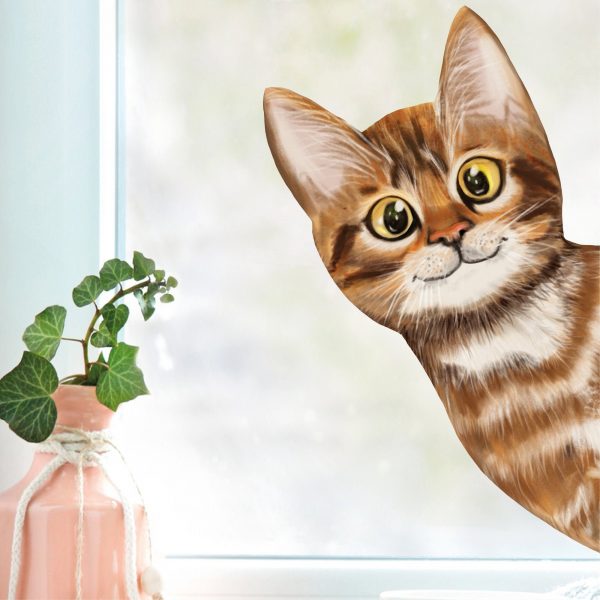 Auf dem Bild ist das Produkt: Fensterbild ins Fenster reinschauende Katze Fensterdeko Kinderzimmer Kind Osterdeko Frühlingsdeko zum Preis von €13.9 abgebildet.