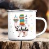 Auf dem Bild ist das Produkt: Kindertasse Emaille Becher Lama Schulkind Einschulung Geschenk Schultüte Schulanfang zum Preis von €18.90 abgebildet.