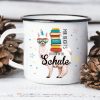 Auf dem Bild ist das Produkt: Kindertasse Emaille Becher Lama Schulkind Einschulung Geschenk Schultüte Schulanfang zum Preis von €18.90 abgebildet.