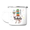 Auf dem Bild ist das Produkt: Kindertasse Emaille Becher Lama Schulkind Einschulung Geschenk Schultüte Schulanfang zum Preis von €18.90 abgebildet.