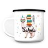 Auf dem Bild ist das Produkt: Kindertasse Emaille Becher Lama Schulkind Einschulung Geschenk Schultüte Schulanfang zum Preis von €18.90 abgebildet.