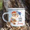 Auf dem Bild ist das Produkt: Kindertasse Emaille Becher Tiger Schulkind Einschulung Geschenk Skateboard Schulanfang Wunschname zum Preis von €18.9 abgebildet.