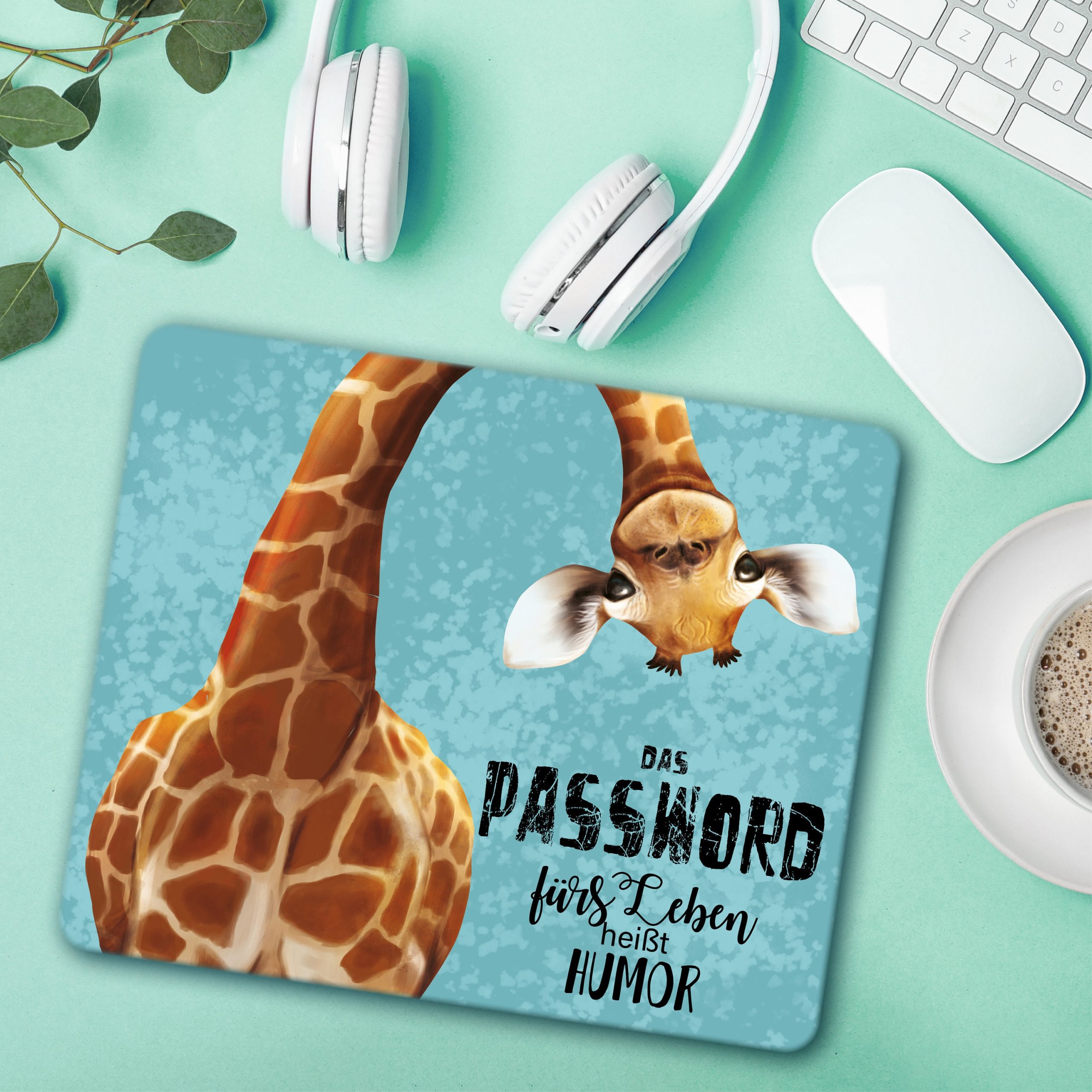 Mauspad Mousepad Giraffe Humor personalisiertes Geschenk Geburtstag Büro Schreibtisch Kollegen