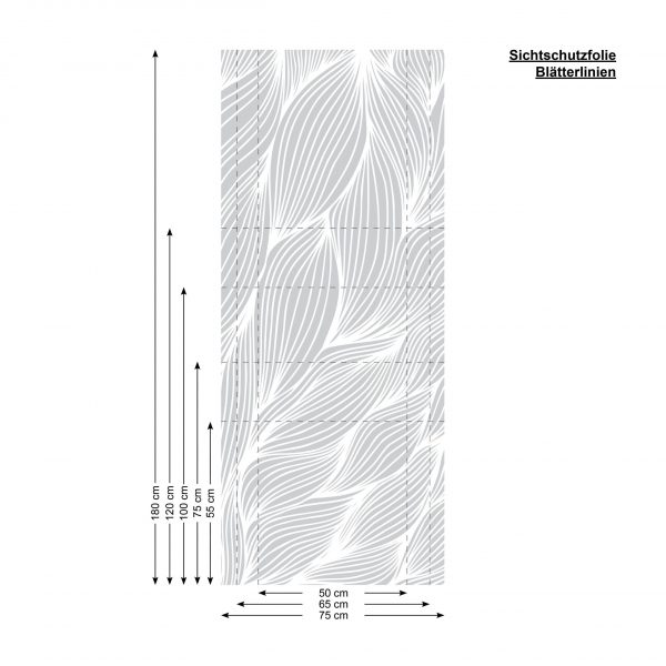 Auf dem Bild ist das Produkt: Sichtschutzfolie Fenster Küche Blätter Linien Fensterfolie Fensterdeko Milchglasfolie zum Preis von €24.9 abgebildet.