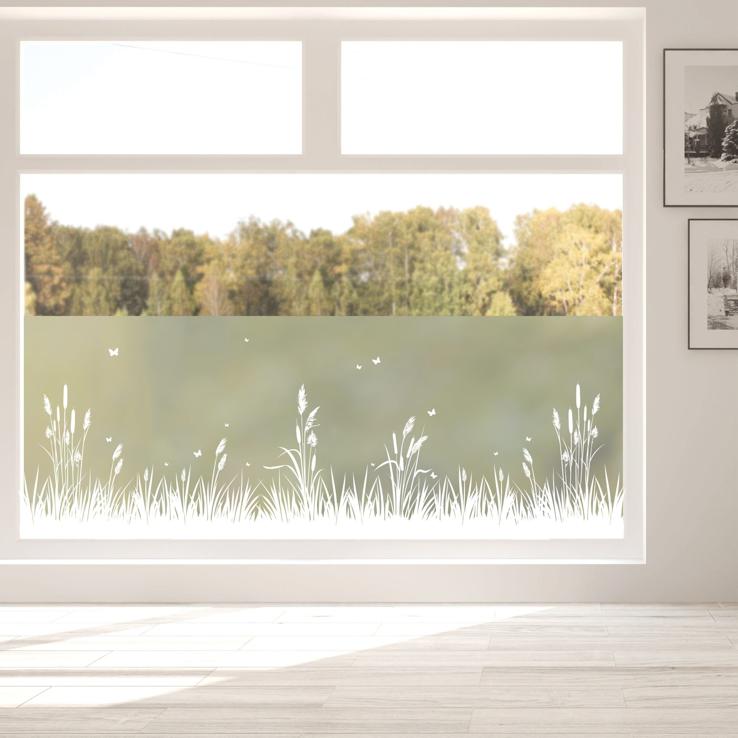 Sichtschutzfolie Schilf maritim Fensterfolie Fensterdeko Milchglasfolie