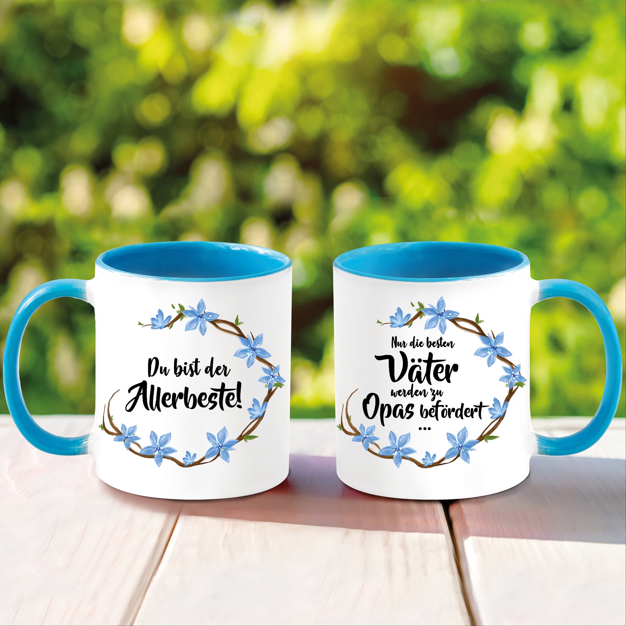 Tasse beidseitig bedruckt Nur die besten Väter werden zum Opa, Geschenk Kaffeetasse Kaffeebecher, Ostergeschenk