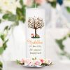 Auf dem Bild ist das Produkt: Taufkerze Kerze zur Taufe Baum Spruch Taufspruch individualisierbar tree Hase und Fuchs zum Preis von €5.9 abgebildet.