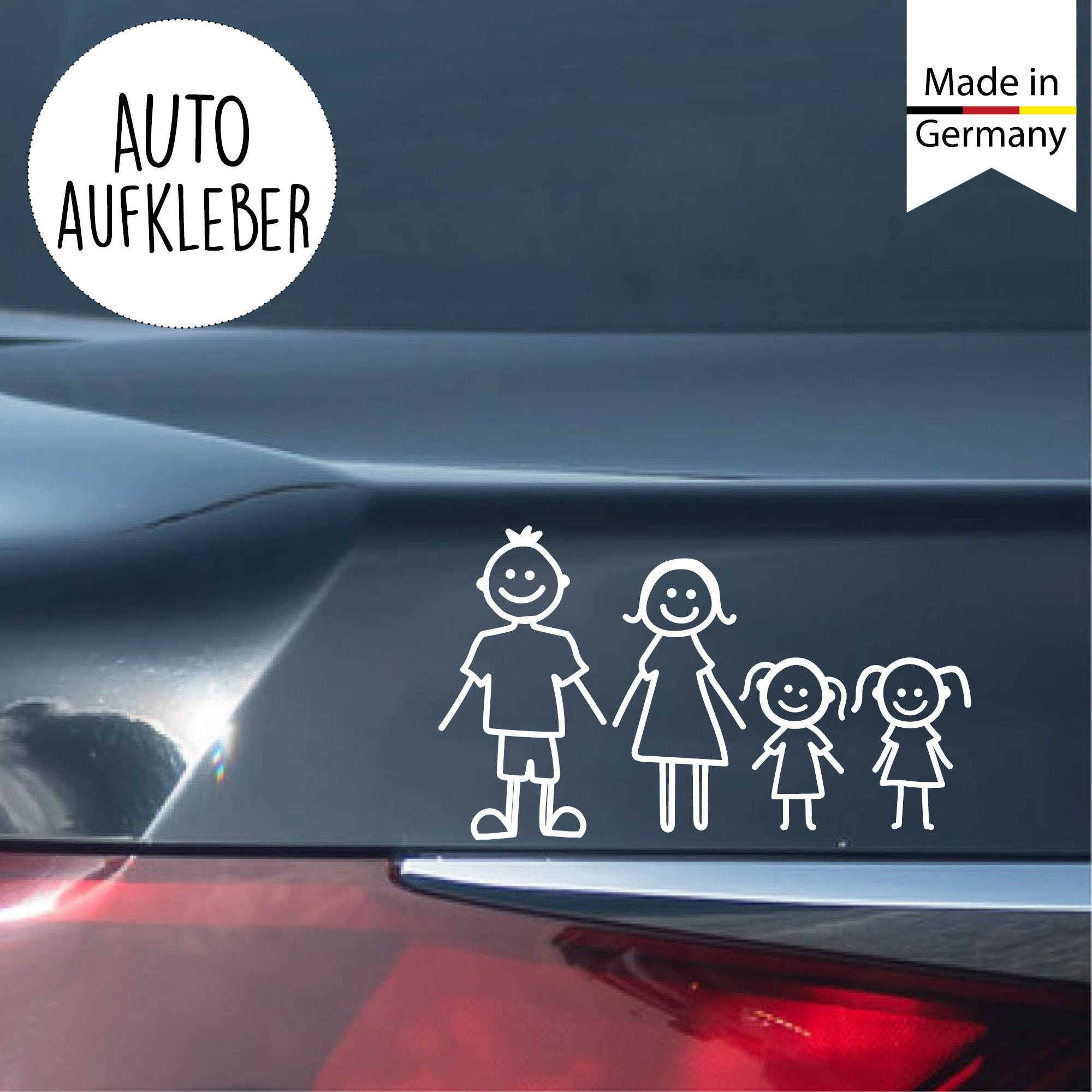 Autoaufkleber Familie als Strichmännchen Heckscheibenaufkleber Fahrzeug  Auto