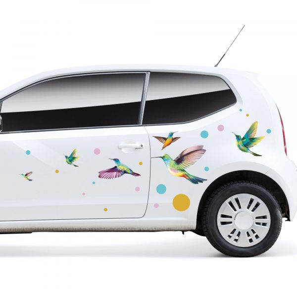 Auf dem Bild ist das Produkt: Autoaufkleber Kolibri Dekoration Fahrzeug zum Preis von €25.90 abgebildet.