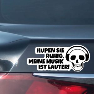 Auf dem Bild ist das Produkt: Autoaufkleber Spruch Hupen Sie ruhig…, Heckscheibenaufkleber Fahrzeug Auto zum Preis von €9.9 abgebildet.