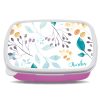 Auf dem Bild ist das Produkt: Brotdose Aquarell Blätter floral personalisiert mit dem Wunschnamen, kratz- und bruchsicher, Geschenk Geburtstag, Ostergeschenk zum Preis von €19.9 abgebildet.