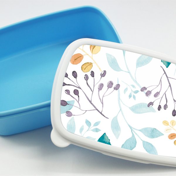 Auf dem Bild ist das Produkt: Brotdose Aquarell Blätter floral personalisiert mit dem Wunschnamen, kratz- und bruchsicher, Geschenk Geburtstag, Ostergeschenk zum Preis von €19.9 abgebildet.
