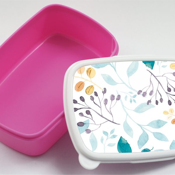 Auf dem Bild ist das Produkt: Brotdose Aquarell Blätter floral personalisiert mit dem Wunschnamen, kratz- und bruchsicher, Geschenk Geburtstag, Ostergeschenk zum Preis von €19.9 abgebildet.