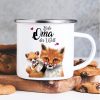 Auf dem Bild ist das Produkt: Emaille Campingbecher Fuchs Beste Oma der Welt Kaffeetasse Geschenk Muttertag Großmutter zum Preis von €18.90 abgebildet.